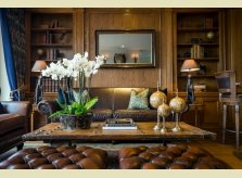 Traditional Hallidays oak sitting room with library bookcases